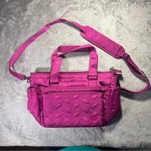 lug Magenta Quilted Crossbody Tote with Detachable Strap